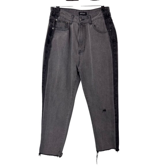 Nasty Gal grey black Side By Side high waisted mom jeans size 40 - Picture 4 of 11